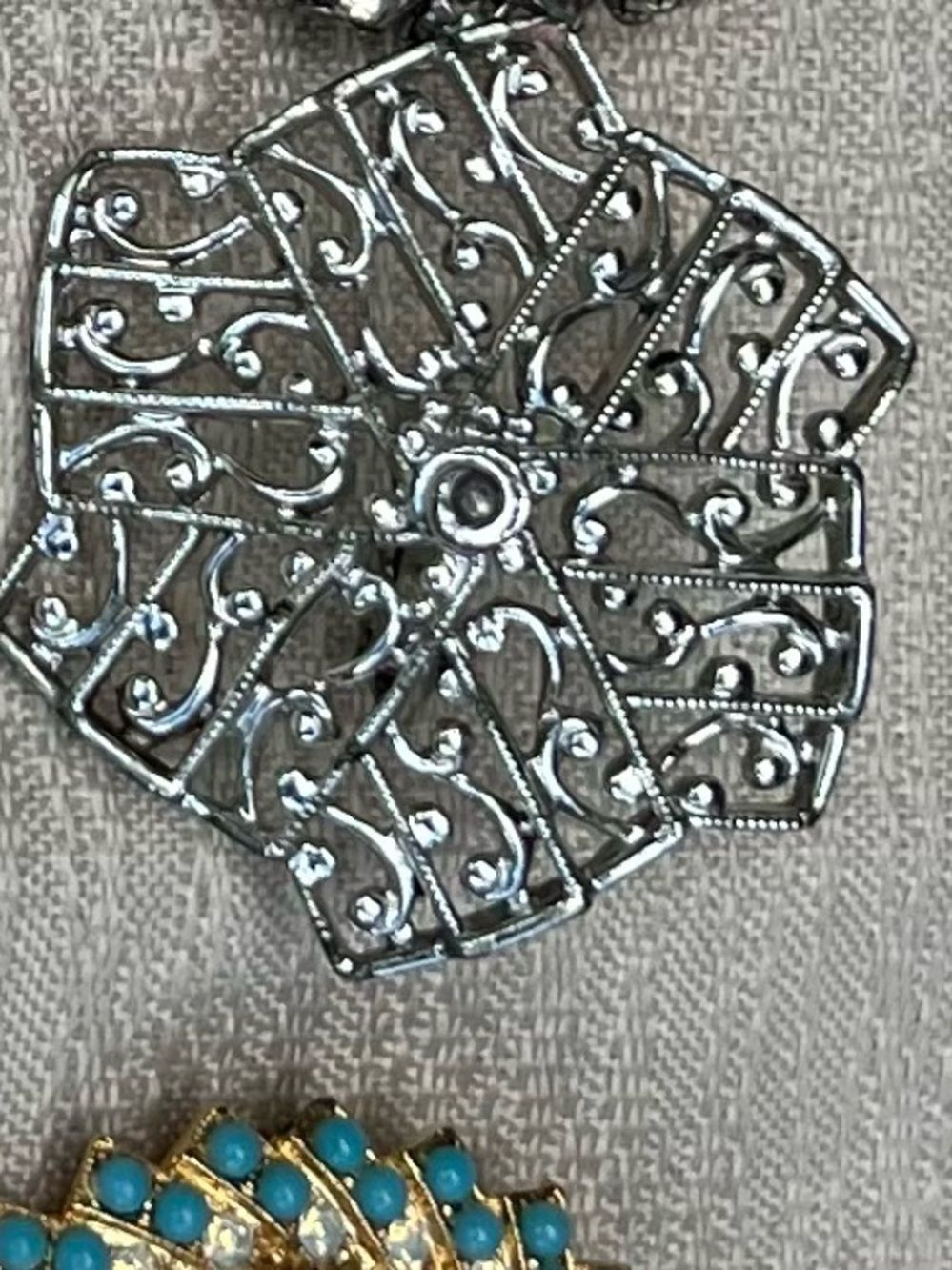 Silver Filigree Floral Brooch - Women's Jewelry